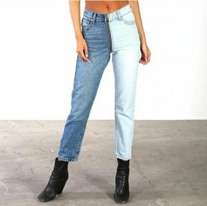 Revice Ying Yang Crop Jeans Tokyo Wash Zip front To Back Two Tone 90s Y2K